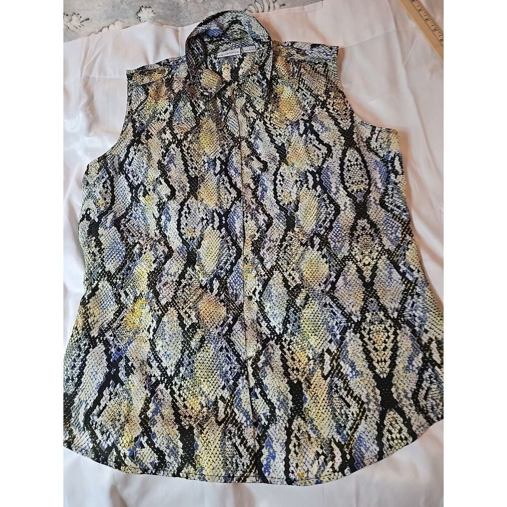 Liz Claiborne Top‎ Size L Multi Color Snake Flowing Sleeveless Blouse